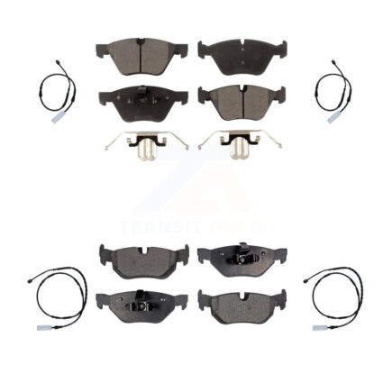 Front Rear Semi-Metallic Disc Brake Pads And Wear Sensors Kit For 2013 BMW 128i 3.0L KPW-100379