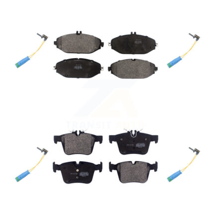 Front Rear Semi-Metallic Disc Brake Pads And Wear Sensors Kit For Mercedes-Benz C300 KPW-100404