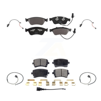 Front Rear Semi-Metallic Disc Brake Pads And Extra Wear Sensors Kit For 2011 Audi S6 5.2L KPW-100413
