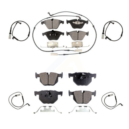 Front Rear Semi-Metallic Disc Brake Pads And Extra Wear Sensors Kit For BMW 535i xDrive KPW-100414