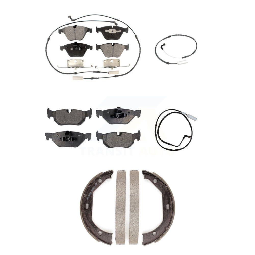 Front Rear Semi-Metallic Disc Brake Pad & Extra Wear Sensor Kit (5Pc) For BMW 328i xDrive KPW-100433