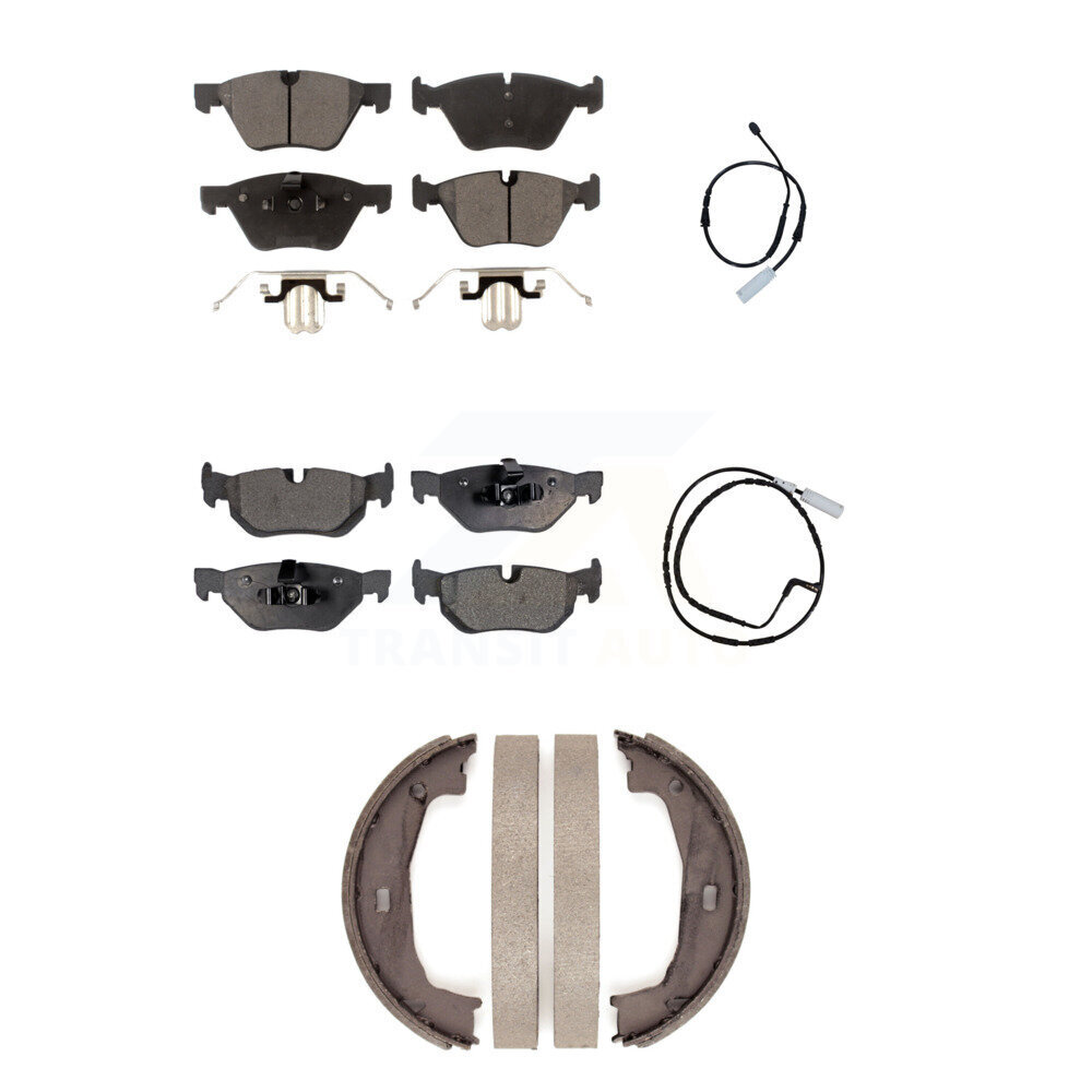Front Rear Semi-Metallic Disc Brake Pads And Wear Sensors Kit (5Pc) For BMW 128i 3.0L KPW-100435