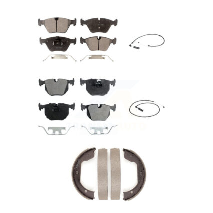 Front Rear Semi-Metallic Disc Brake Pads And Wear Sensors Kit (5Pc) For 2004-2010 BMW X3 KPW-100478