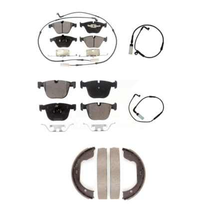 Front Rear Semi-Metallic Brake Pads & Extra Wear Sensor Kit (5Pc) For BMW 550i 545i 645Ci KPW-100491