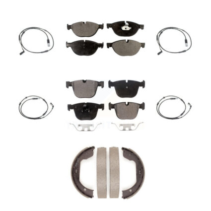 Front Rear Semi-Metallic Disc Brake Pad And Wear Sensor Kit (7Pc) For 2009 BMW 750i 750Li KPW-100501