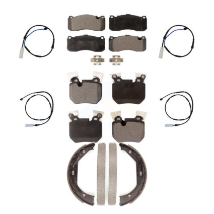 Front Rear Semi-Metallic Disc Brake Pads And Wear Sensors Kit (7Pc) For BMW 135i 3.0L KPW-100503