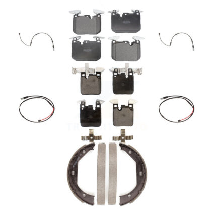 Front Rear Semi-Metallic Disc Brake Pads And Wear Sensors Kit (7Pc) For BMW M3 M2 KPW-100517