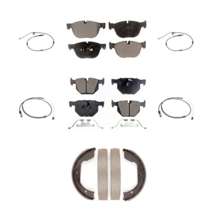 Front Rear Semi-Metallic Disc Brake Pads And Wear Sensors Kit (7Pc) For BMW X5 X6 KPW-100523