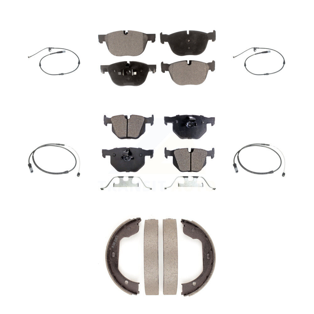 Front Rear Semi-Metallic Disc Brake Pads And Wear Sensors Kit (7Pc) For BMW X5 X6 KPW-100523
