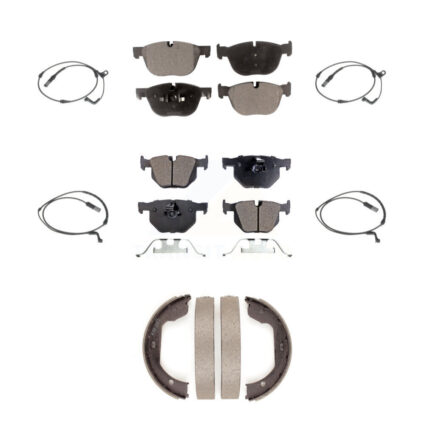 Front Rear Semi-Metallic Disc Brake Pads And Wear Sensors Kit (7Pc) For BMW X5 X6 KPW-100529
