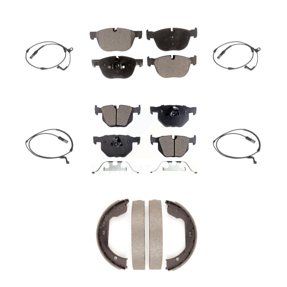 Front Rear Semi-Metallic Disc Brake Pads And Wear Sensors Kit (7Pc) For BMW X5 X6 KPW-100529