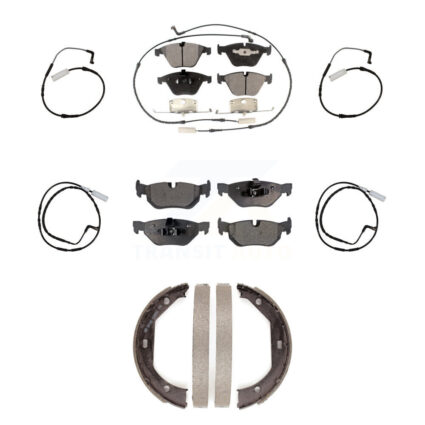 Front Rear Semi-Metallic Disc Brake Pads And Extra Wear Sensors Kit (7Pc) For BMW 328i KPW-100542