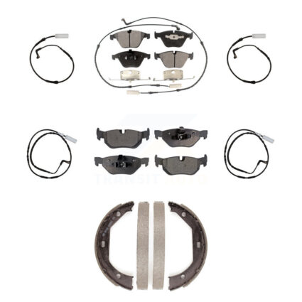 Front Rear Semi-Metallic Disc Brake Pads And Extra Wear Sensors Kit (7Pc) For BMW 328i KPW-100543