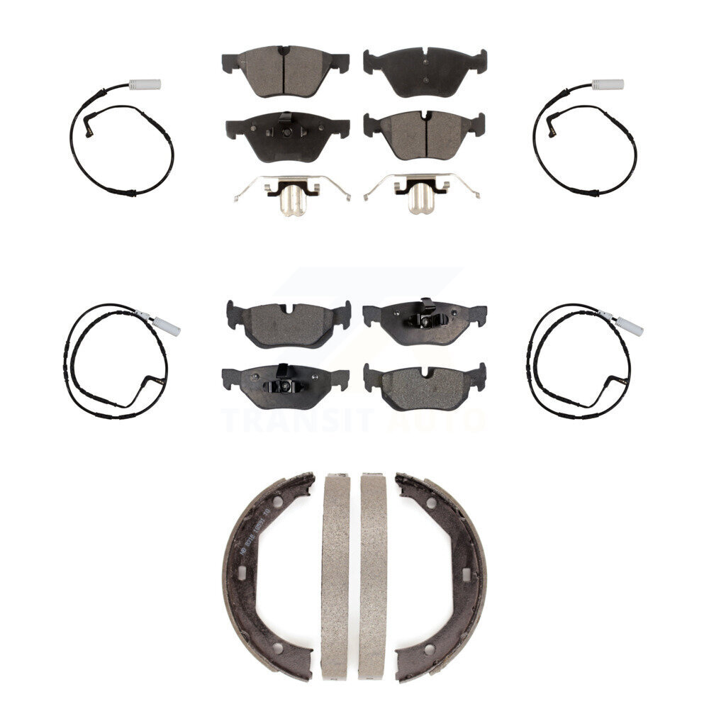 Front Rear Semi-Metallic Brake Pads Wear Sensor Kit (7Pc) For 07 BMW 328i Wagon with 3.0L KPW-100547