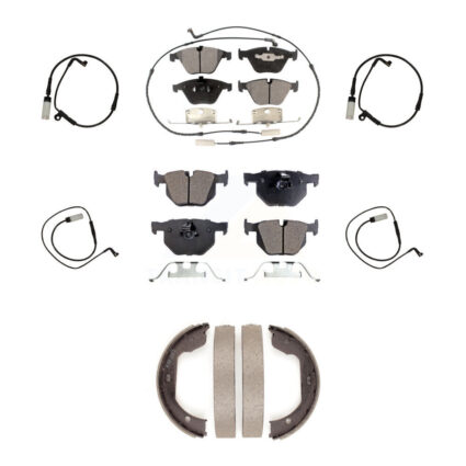 Front Rear Semi-Metallic Disc Brake Pad & Extra Wear Sensor Kit (7Pc) For BMW 535i xDrive KPW-100549