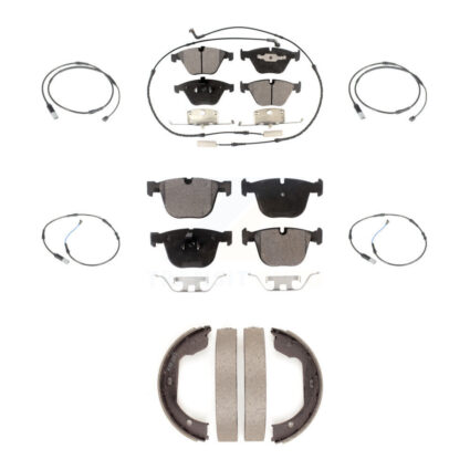 Front Rear Semi-Metallic Disc Brake Pads And Extra Wear Sensors Kit (7Pc) For BMW 535i KPW-100552