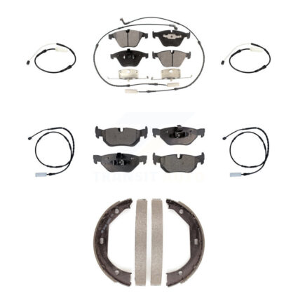 Front Rear Semi-Metallic Disc Brake Pad & Extra Wear Sensor Kit (7Pc) For BMW 328i xDrive KPW-100553