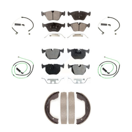 Front Rear Semi-Metallic Disc Brake Pads And Wear Sensors Kit (7Pc) For BMW Z4 KPW-100558