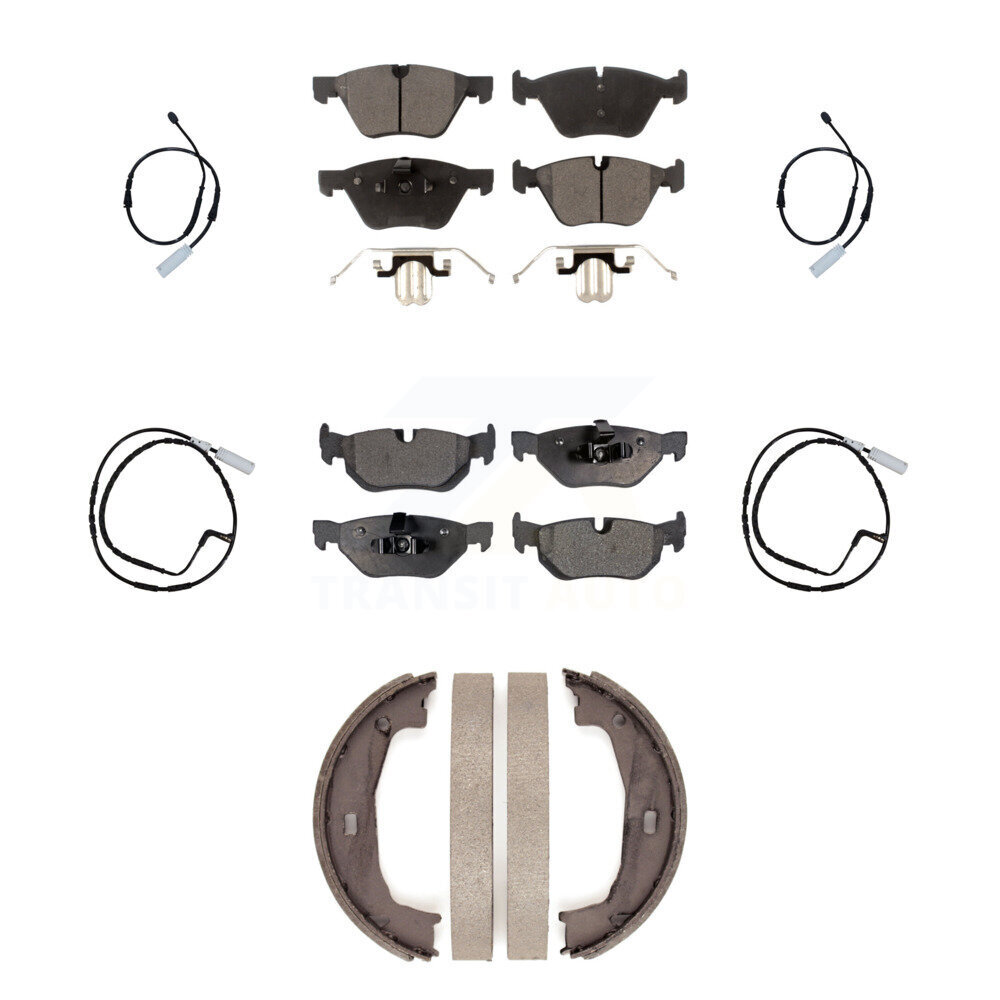 Front Rear Semi-Metallic Disc Brake Pads And Wear Sensors Kit (7Pc) For BMW 128i 3.0L KPW-100564