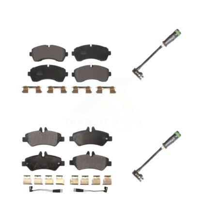 Front Rear Semi-Metallic Brake Pad & Extra Wear Sensor Kit For Freightliner Sprinter 3500 KPW-101247
