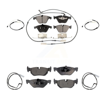 Front Rear Semi-Metallic Disc Brake Pads And Extra Wear Sensor Kit For 2011 BMW 328i 3.0L KPW-101256