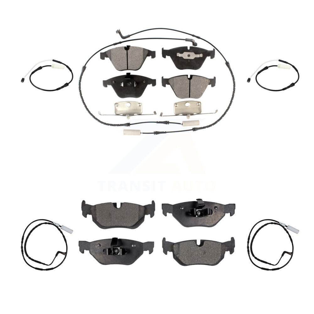 Front Rear Semi-Metallic Disc Brake Pads And Extra Wear Sensor Kit For 2011 BMW 328i 3.0L KPW-101256