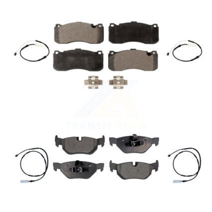 Front Rear Semi-Metallic Disc Brake Pads And Wear Sensors Kit For BMW 328i KPW-101258