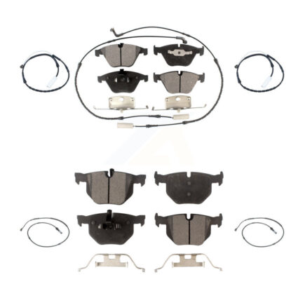 Front Rear Semi-Metallic Disc Brake Pads And Extra Wear Sensors Kit For BMW 335i xDrive KPW-101259