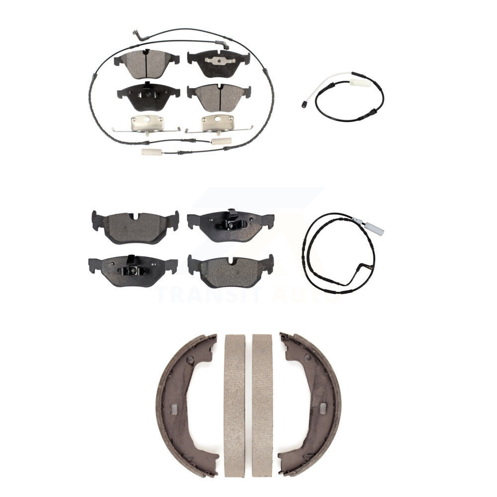 Front Rear Semi-Metallic Disc Brake Pads And Extra Wear Sensors Kit (5Pc) For BMW 328i KPW-101284