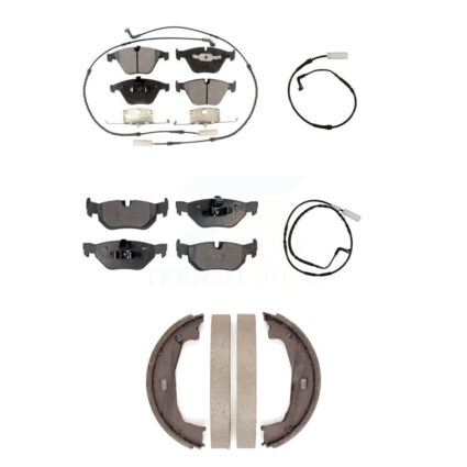 Front Rear Semi-Metallic Disc Brake Pads And Extra Wear Sensors Kit (5Pc) For BMW 328i KPW-101286