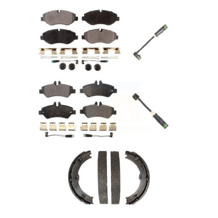 Front Rear Semi-Metallic Disc Brake Pads And Extra Wear Sensors Kit (5Pc) For KPW-101294