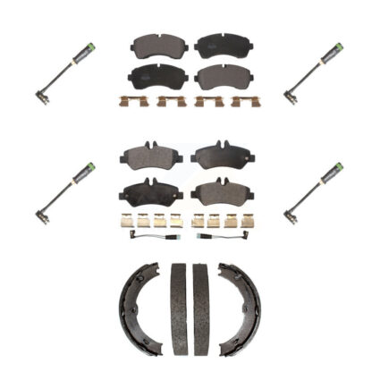 Front Rear Semi-Metallic Disc Brake Pads And Extra Wear Sensors Kit (7Pc) For KPW-101297