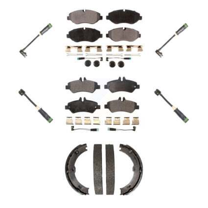 Front Rear Semi-Metallic Disc Brake Pads And Extra Wear Sensors Kit (7Pc) For KPW-101304
