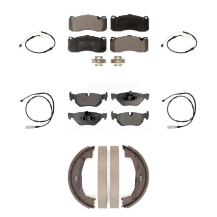 Front Rear Semi-Metallic Disc Brake Pads And Wear Sensors Kit (7Pc) For BMW 328i KPW-101306