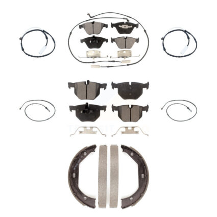 Front Rear Semi-Metallic Disc Brake Pad & Extra Wear Sensor Kit (7Pc) For BMW 335i xDrive KPW-101311