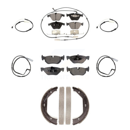 Front Rear Semi-Metallic Disc Brake Pads And Extra Wear Sensors Kit (7Pc) For BMW 328i KPW-101318