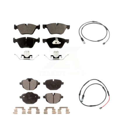 Front Rear Semi-Metallic Disc Brake Pads And Wear Sensors Kit For BMW 528i KPW-101473