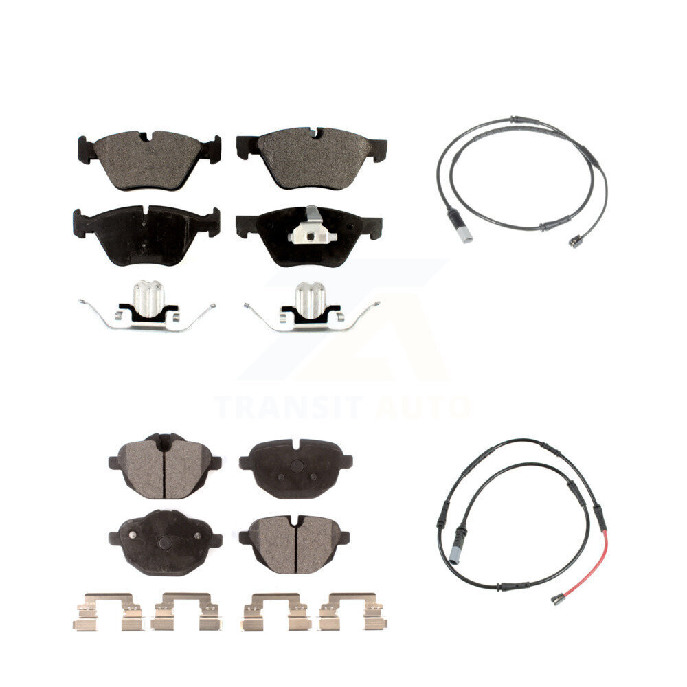 Front Rear Semi-Metallic Disc Brake Pads And Wear Sensors Kit For BMW 528i KPW-101473
