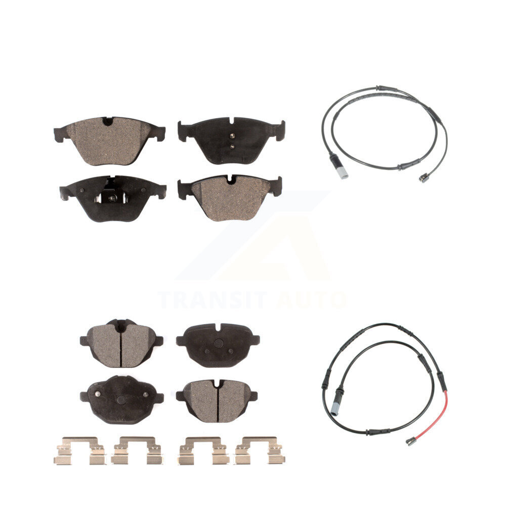 Front Rear Semi-Metallic Disc Brake Pads And Wear Sensors Kit For 2014-2016 BMW 528i 535d KPW-101474