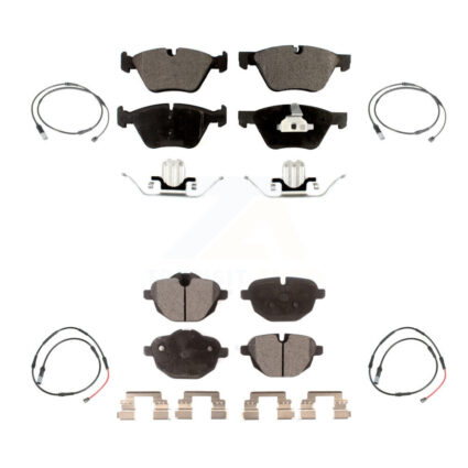 Front Rear Semi-Metallic Disc Brake Pads And Wear Sensors Kit For BMW 528i KPW-101493