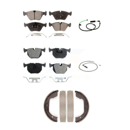 Front Rear Semi-Metallic Disc Brake Pads And Wear Sensors Kit (5Pc) For BMW X3 3.0L KPW-101538