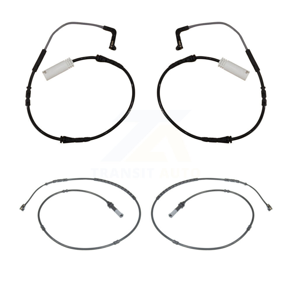 Front Rear Brake Pads Wear Sensor (4 Pack) For 12-13 BMW 328i with Black Painted Caliper KSE-100144
