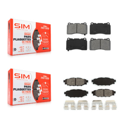 Front Rear Semi-Metallic Brake Pads Kit For 2014 Subaru WRX With 15″ Factory Wheels KSM-100004