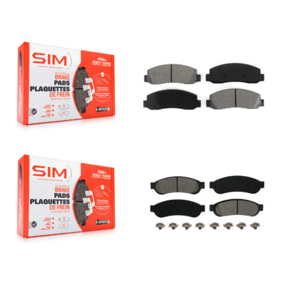 Front Rear Semi-Metallic Brake Pads Kit For Ford F-350 Super Duty With Dual Wheels KSM-100036