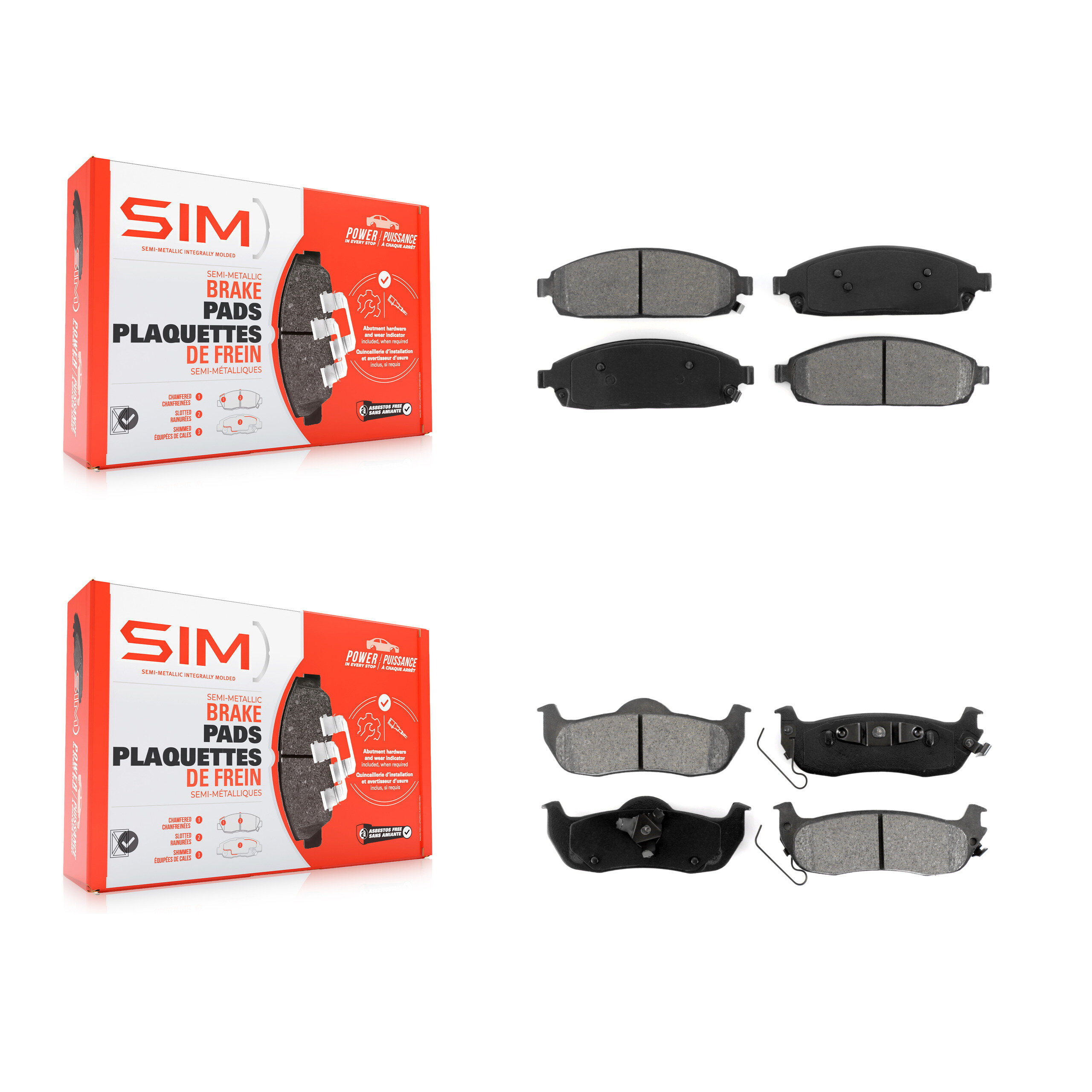 Front Rear Semi-Metallic Brake Pads Kit For Jeep Grand Cherokee Commander KSM-100046