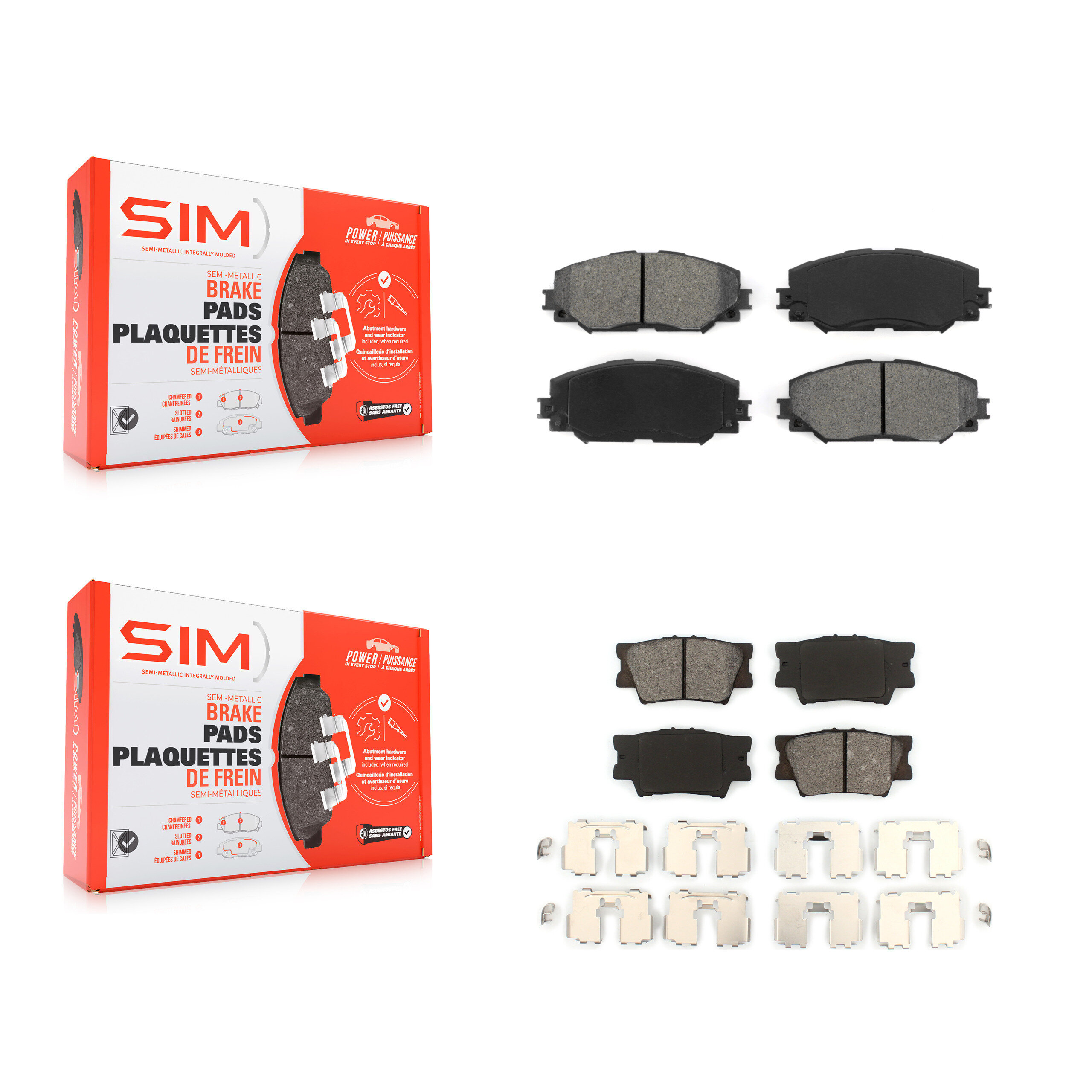 Front Rear Semi-Metallic Brake Pads Kit For Toyota RAV4 Lexus HS250h KSM-100088