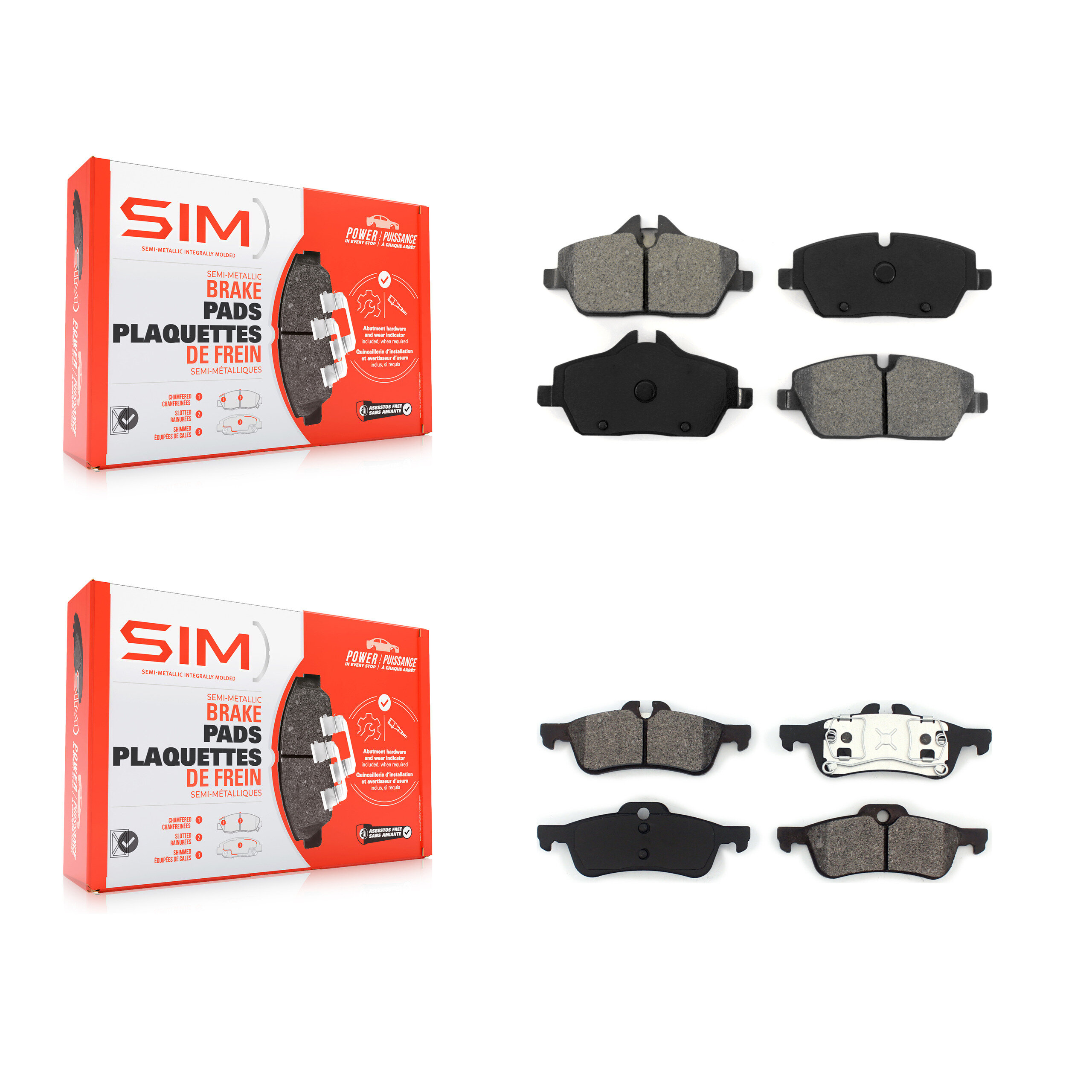 Front Rear Semi-Metallic Brake Pads Kit For Mini Cooper With 280mm Diameter Rotor KSM-100114