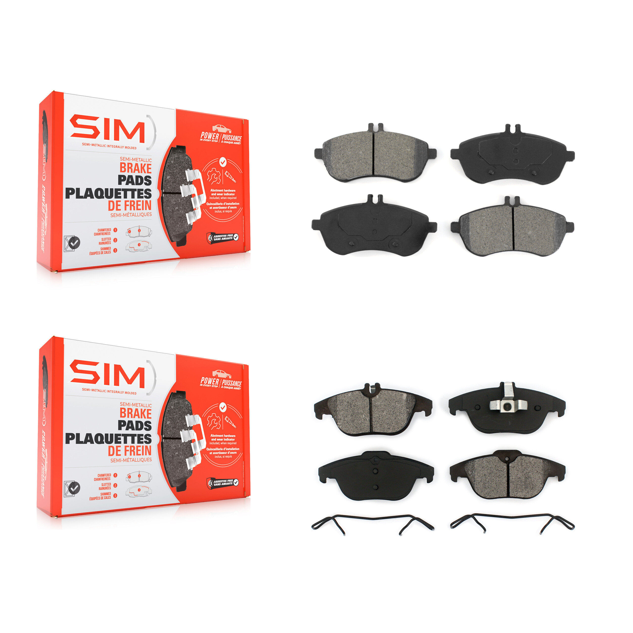 Front Rear Semi-Metallic Brake Pads Kit For Mercedes-Benz C300 C250 C230 KSM-100127