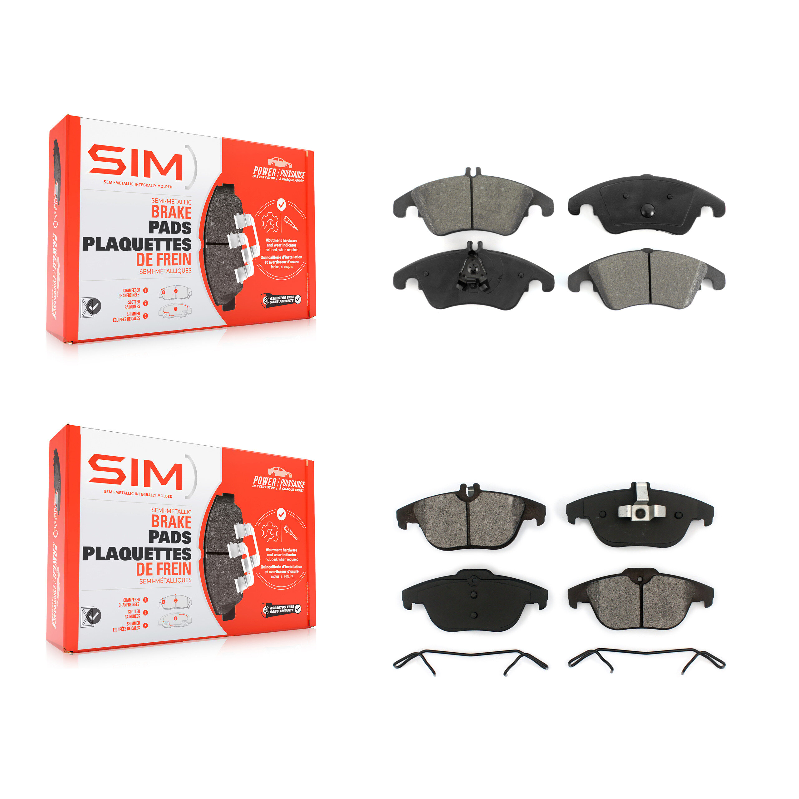 Front Rear Semi-Metallic Brake Pads Kit For Mercedes-Benz C300 E350 C350 E550 E400 C250 KSM-100128