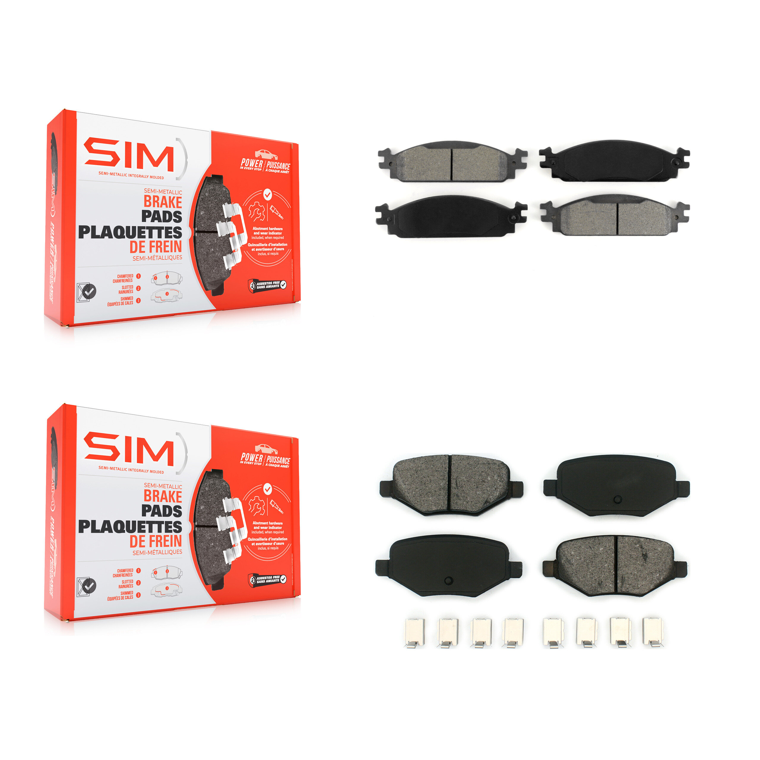 Front Rear Semi-Metallic Brake Pads Kit For 2009-2010 Lincoln MKS KSM-100144